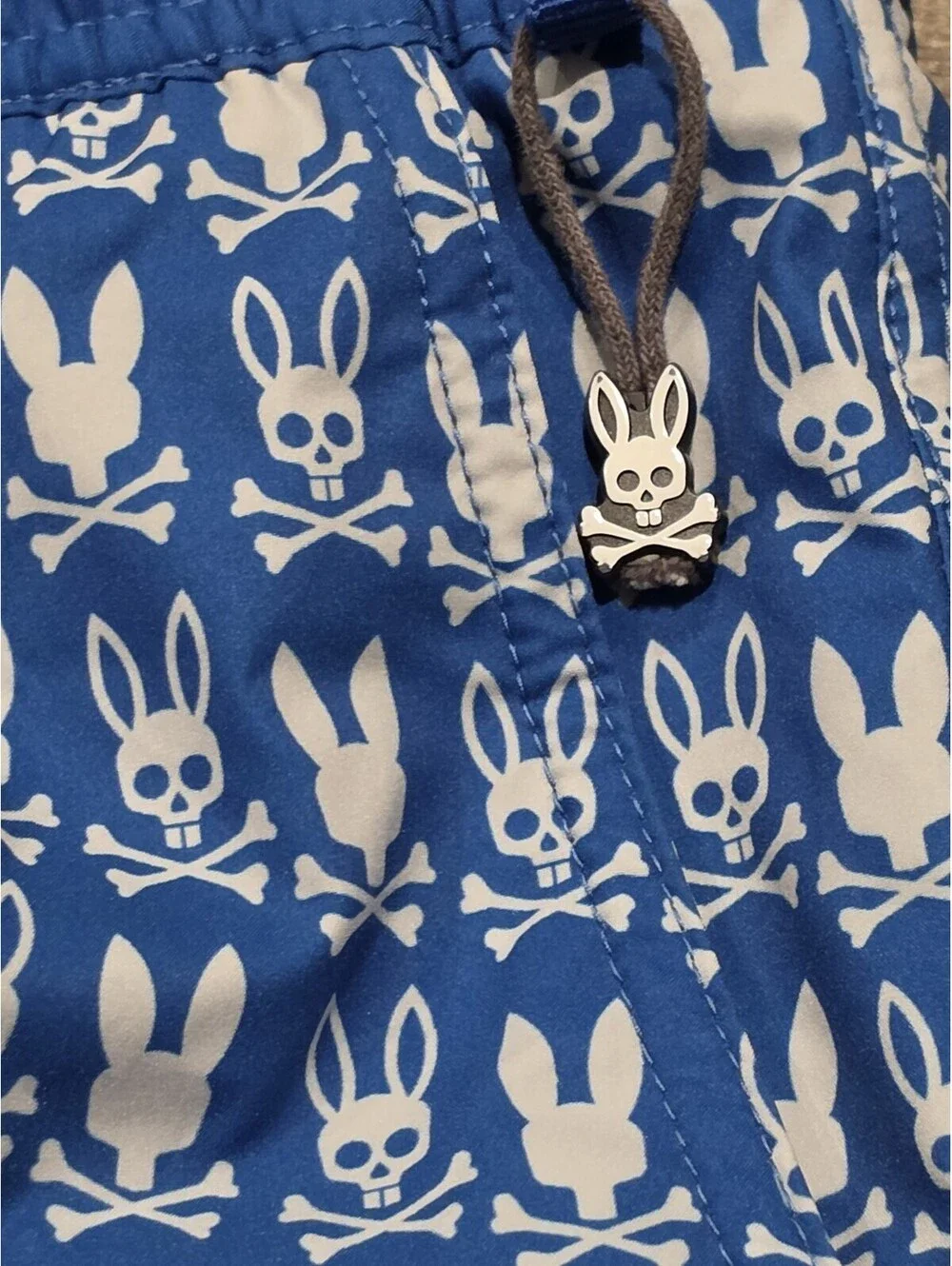 Psycho Bunny Swim Trunks Mens Small Blue All Over Print Swimming Cut Liner